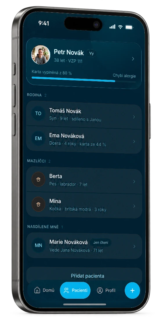 Doktor online – přehled rodiny v tmavém vzhledu
